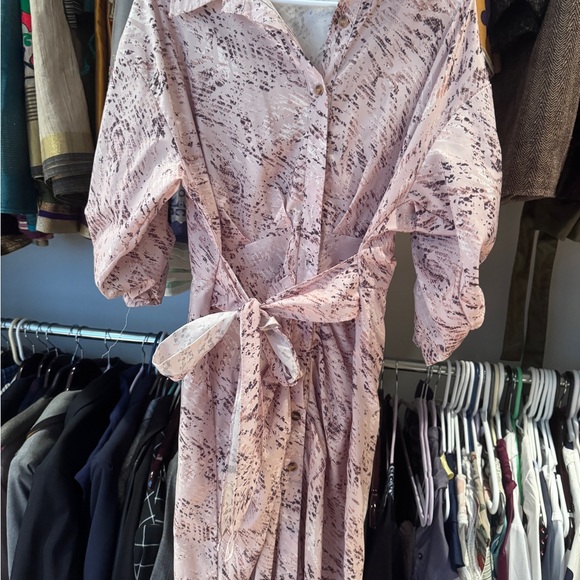 Pink Snake Patterned Button-Up Dress - Picture 4 of 9